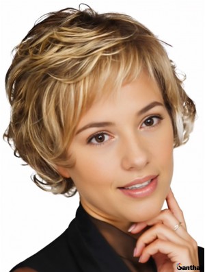 Echthaarperücke Kurz Wellig Layered – Realistischer Look