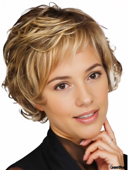 Echthaarperücke Kurz Wellig Layered – Realistischer Look
