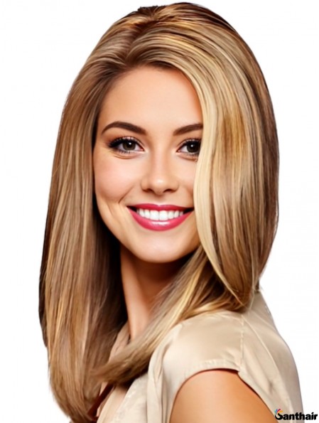 16 Zoll Echthaarperücke Blond Gerade Mono Lace Front
