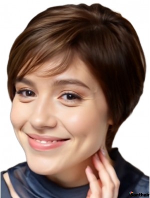 Kurzhaarperücke Echthaar Boycut Auburn Damen 100% Handgebunden