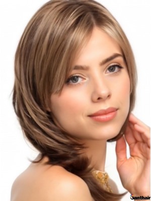 Echthaarperücke mit Pony – Gerade Schulterlänge Lace Front