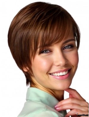 Echthaarperücke Kurz Bob 8'' Capless Auburn Gerade