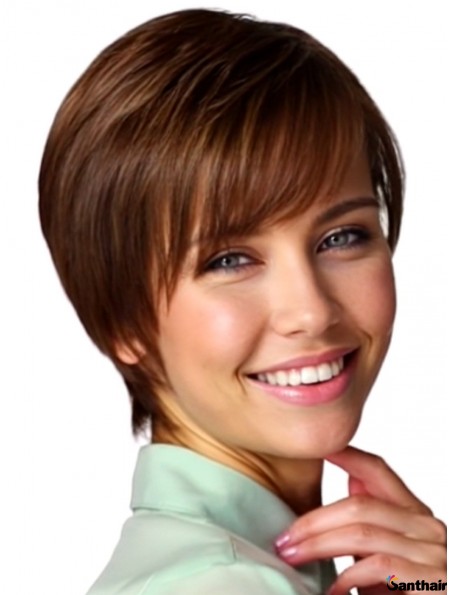 Echthaarperücke Kurz Bob 8'' Capless Auburn Gerade