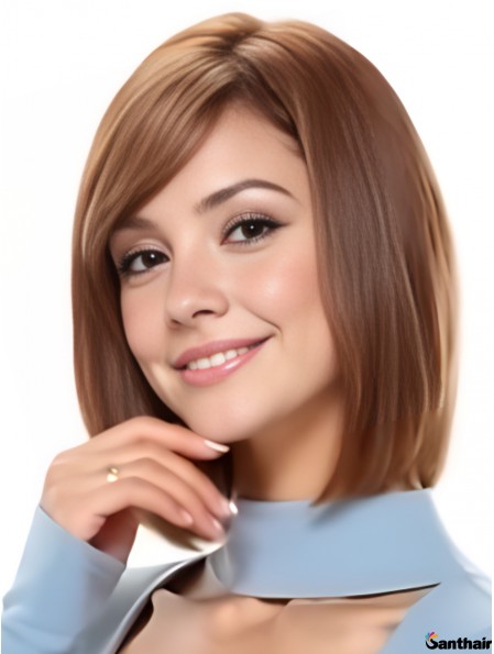 Echthaarperücke Bob Kinnlang Glatt Auburn mit Lace Front
