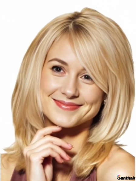 Blonde Echthaarperücke 14 Zoll Mono Top Lace Front