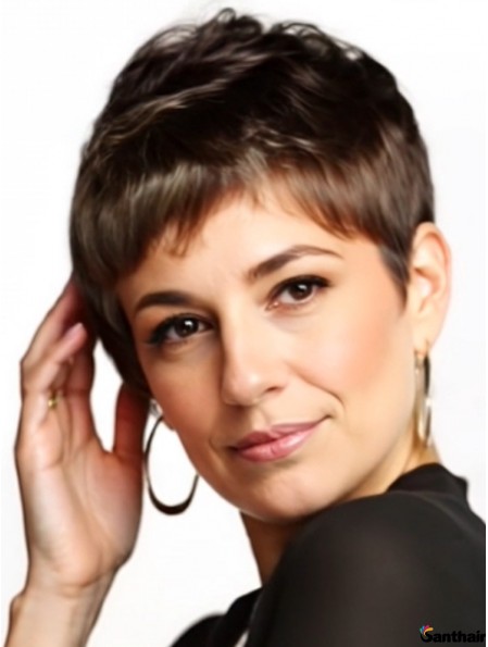 Echthaar Boycuts Perücke Wellig Volle Spitze 4 Zoll Remy