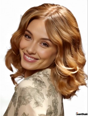 Günstige Blonde Damenperücke 12 Zoll Wellig Capless Stil