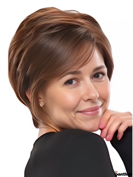 Kurze Boycut Perücke Remy Echthaar Auburn Mono Lace