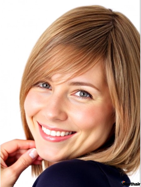 Blonde Bob Perücke Schulterlang Gerade Lace Front Remy Haar