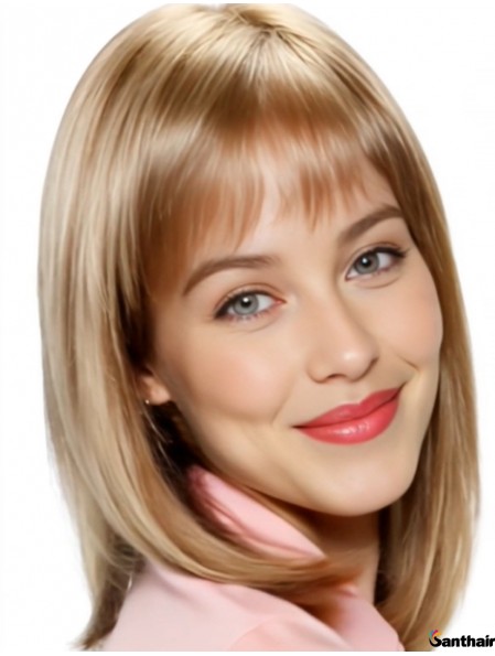 Echthaarperücke blond schulterlang mit Pony Lace Front Bob