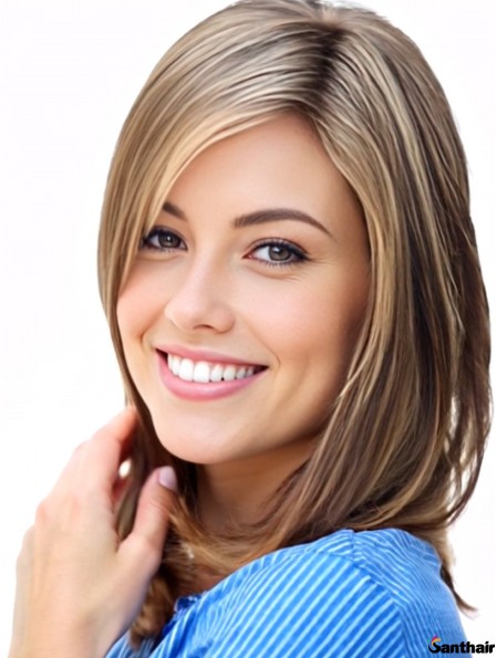14 Zoll Blonde Monofilament Lace Front Perücke mit Pony – Remy Echthaar