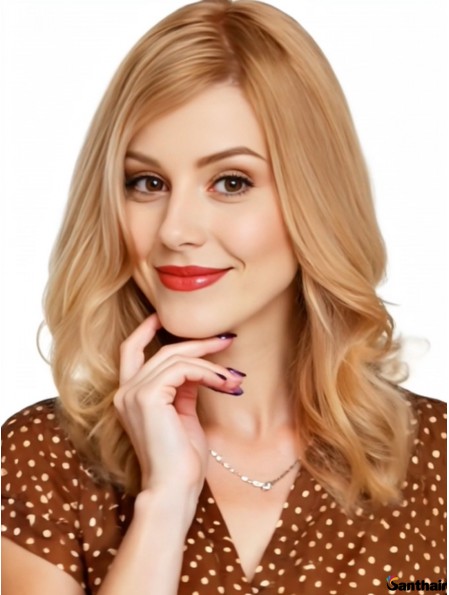 14 Zoll Blonde Wellige Perücke Schulterlang Lace Front