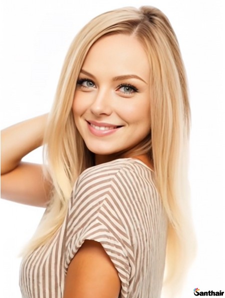 17 Zoll Blonde Gerade Geschichtete Spitzenfront Perücke