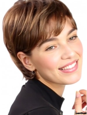 Kurzhaarperücken Echthaar – 6 Zoll Boycut mit Lace Front