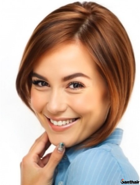 Echthaarperücke Kinnlang Gerade Bob Monofilament Damen