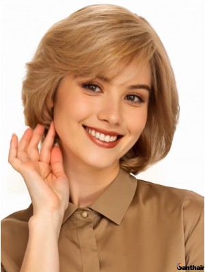 Echthaarperücke Blond Wellig 10 Zoll Lace Front Handgebunden