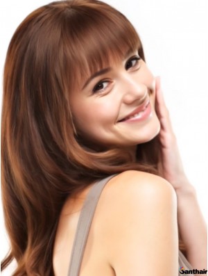 Echthaarperücke Lang Gerade Pony Auburn Lace Front