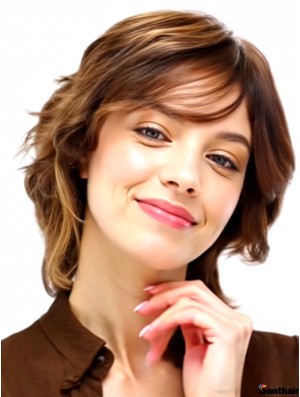 Echthaarperücke Damen Auburn Locken Handgeknüpft 11 Zoll
