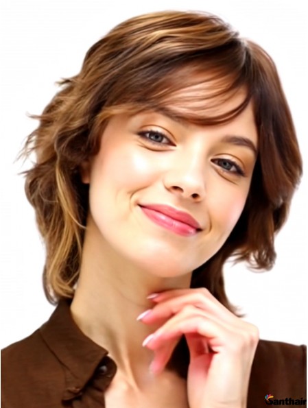 Echthaarperücke Damen Auburn Locken Handgeknüpft 11 Zoll