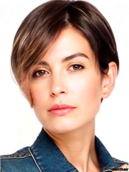 Kurze Auburn Echthaarperücke Boycut mit Lace Front
