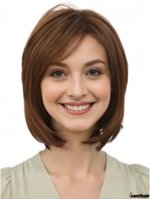 Echthaarperücke Auburn Gerade 12 Zoll Layered Cut