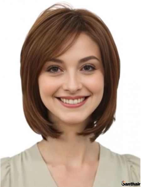 Echthaarperücke Auburn Gerade 12 Zoll Layered Cut