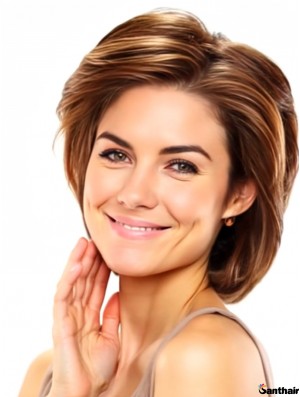 Echthaarperücke Gerade Kinnlang Mono Handgebunden Damen Echthaarperücke Gerade Kinnlang Mono Handgebunden Damen