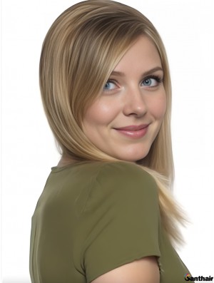 Echthaar Perücke Gerade Blond Mono Top – Echt Haar Damenperücke