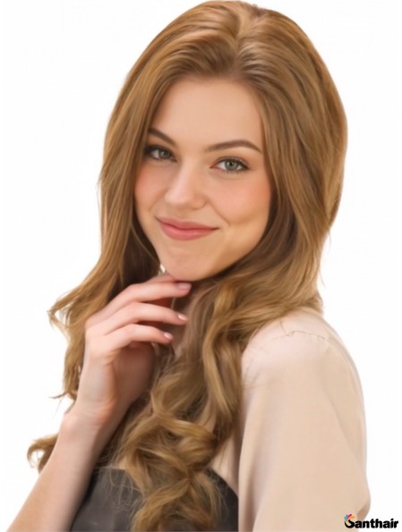 Auburn Echthaarperücke 24" Wellig Mono Lace Front ohne Pony