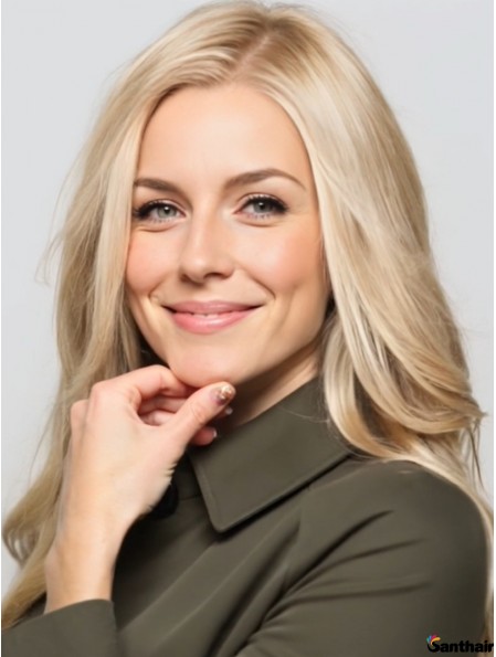 Echthaarperücke 16 Zoll gerade blond Monofilament Lace Front