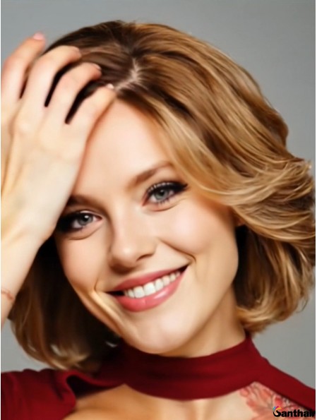 Echthaar Perücke Damen 12 Zoll Welliges Remy Haar Bob