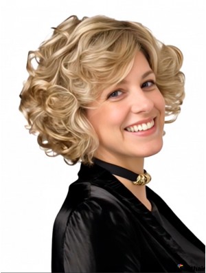 Blonde Lockige Echthaarperücke 10 Zoll Lace Front