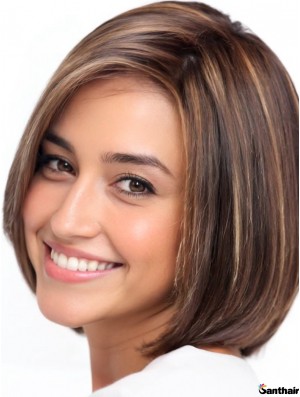 Braune Bob Perücke Kinnlang – Gerade mit Lace Front