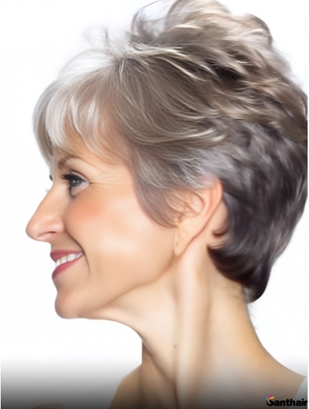 Graue gewellte Haarperücke mit Spitzenfront